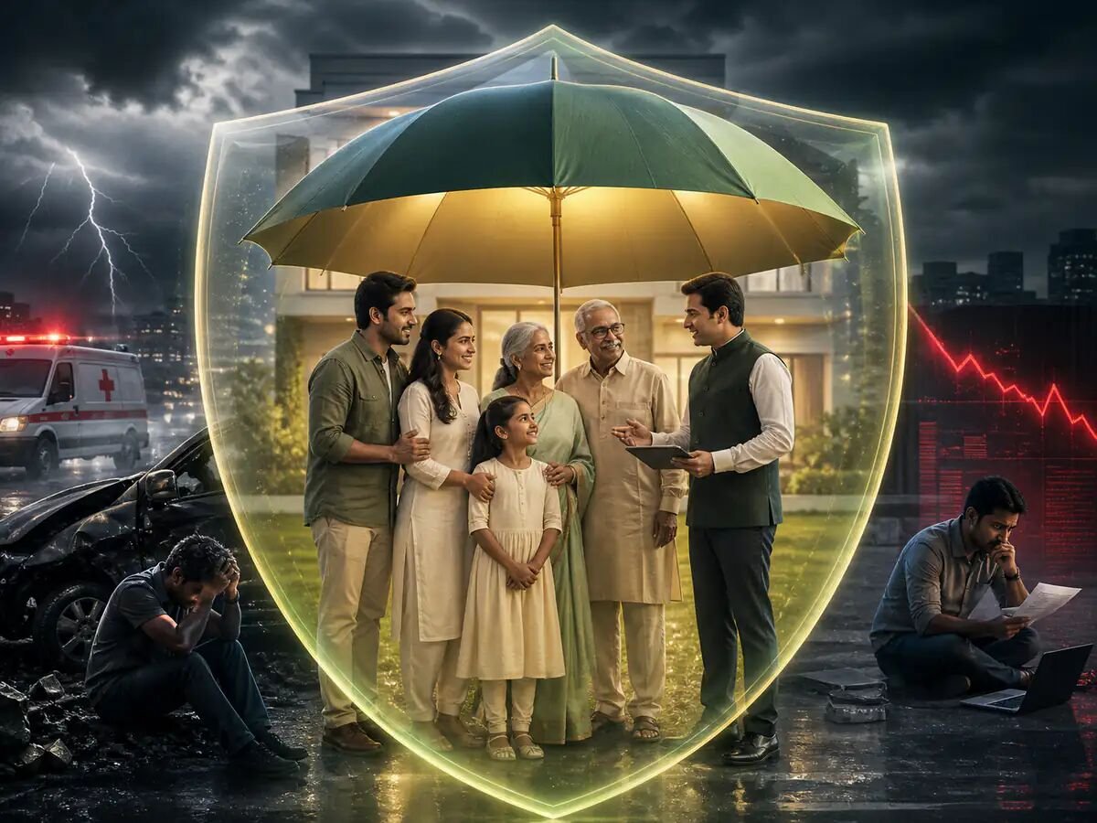 A multi-generation Indian family protected against health, life and financial risks