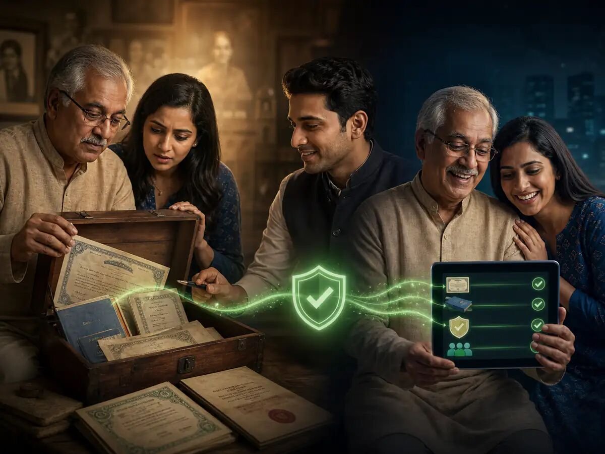 An Indian family recovering inherited shares and forgotten financial assets with specialist guidance